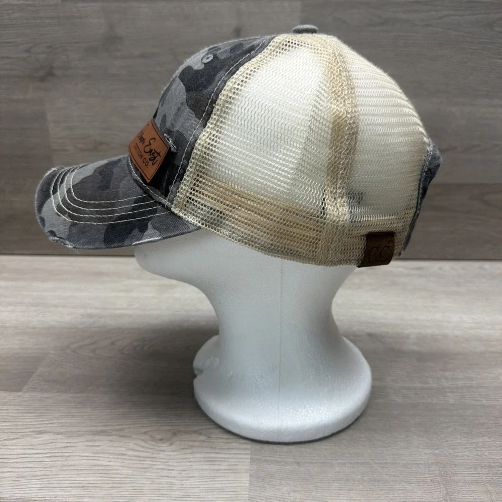 Down East Cotton Co. Distressed Camo Breathable Mesh Back Hat Unisex OSFM
